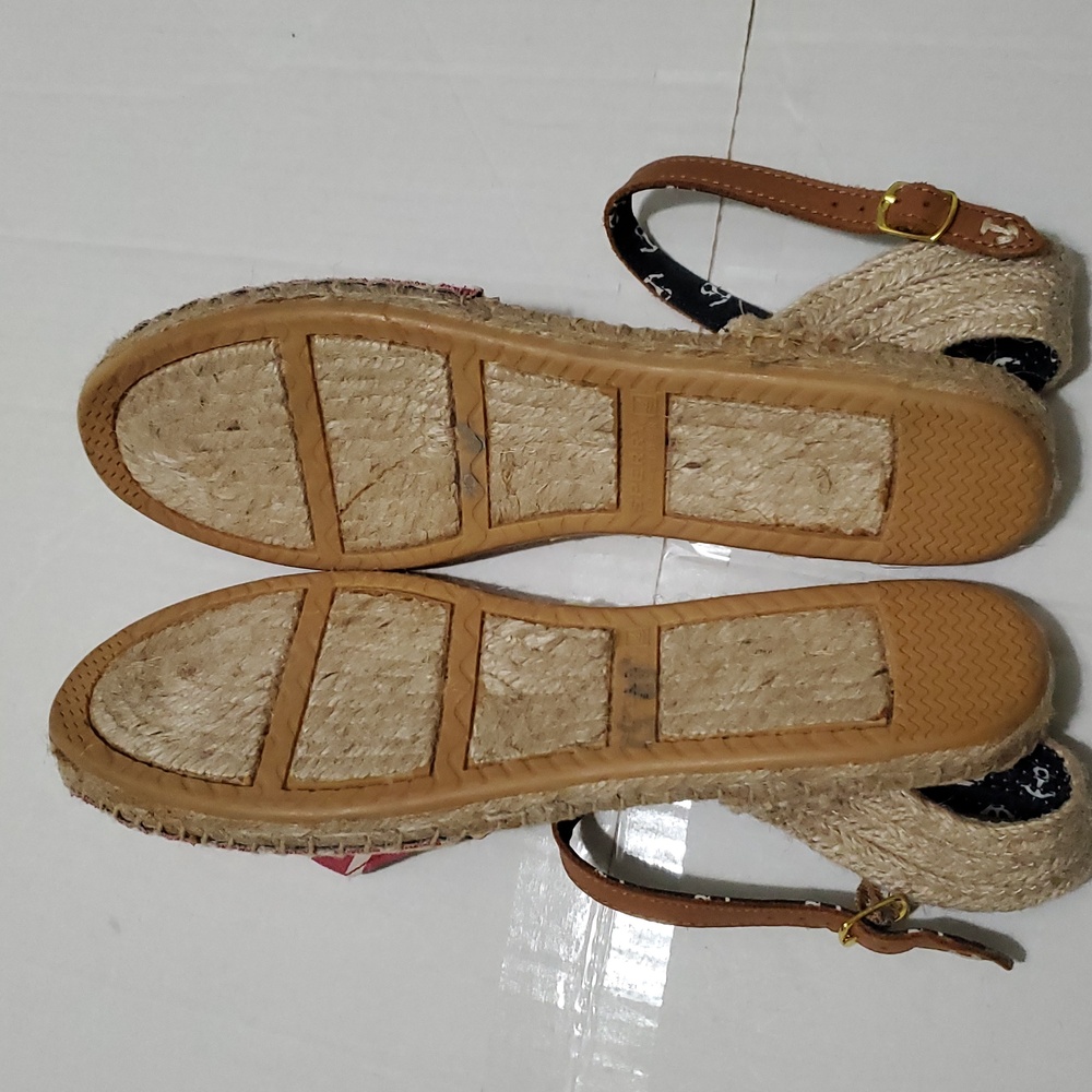 Sperry Hope Top Sider Striped Red Jute Straps Nautical Espadrille Sandals 11M - Picture 8 of 9